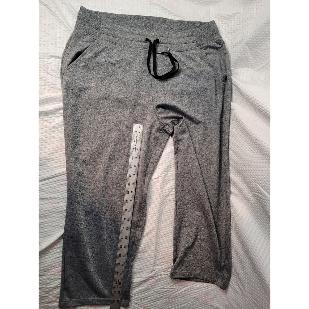 Tek Gear Womens Gray Heathered Cropped Jogger Pants Size L Drawstring Pockets
